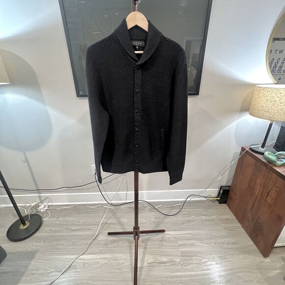 rag & bone - Cardiff Bomber Cardigan - Charcoal - Picture 1 of 6